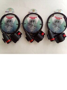 3 Packs of Lockage Bike Bicycle Lock, 8 x 800 mm (5/16 inch x 31-1/2 inch)